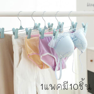 สินค้าพร้อมจัดส่ง /hiidealife/ไม้แขวนเสื้อแบบหนีบ/มี4สี10ชิ้น ไม้แขวนเสื้อ มีที่หนีบไม้หนีบกางเกง ไม้หนีบผ้า มีที่หนีบ