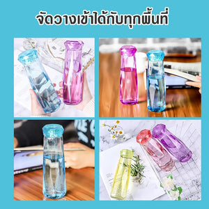 สินค้าพร้อมส่ง/ Hiidealife/ขวดแก้วคริสตัล กระบอกน้ำแก้วแบบใส ขวดแก้วใส ขวดน้ำ กระบอกแก้วน้ำ 420mll สวยทุกสี