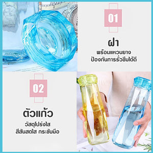 สินค้าพร้อมส่ง/ Hiidealife/ขวดแก้วคริสตัล กระบอกน้ำแก้วแบบใส ขวดแก้วใส ขวดน้ำ กระบอกแก้วน้ำ 420mll สวยทุกสี